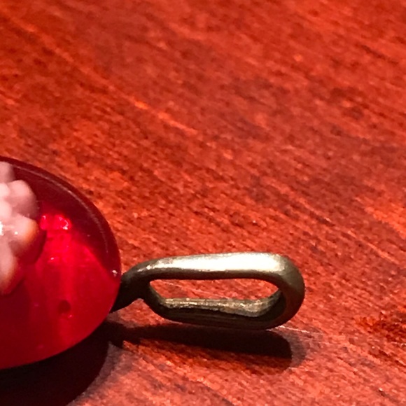 Fiery Red Miniature Floral Pendant - Picture 8 of 9